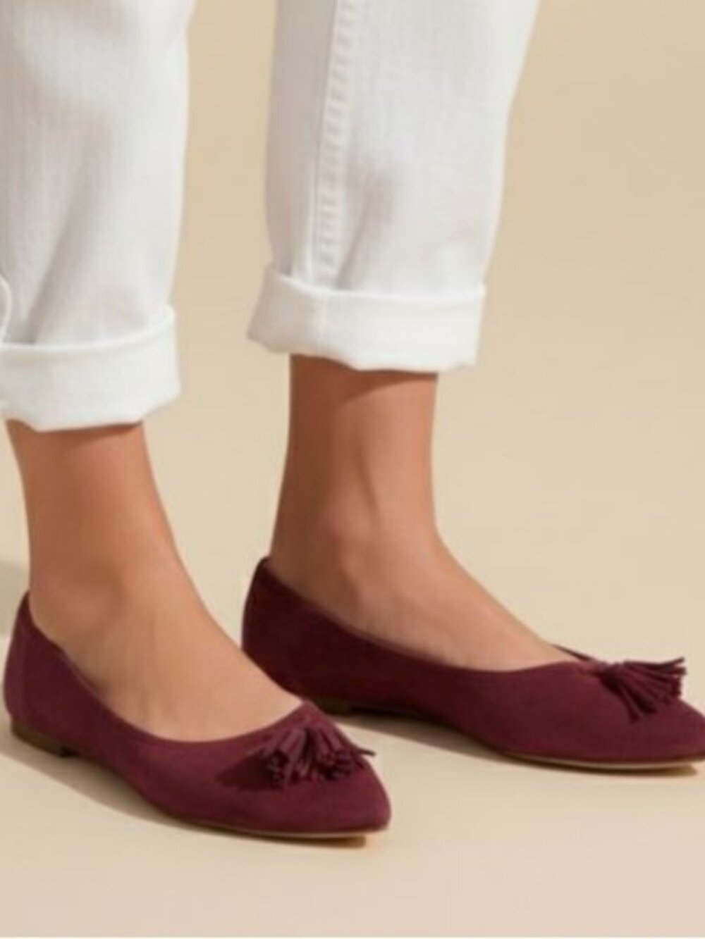 J. Crew Lottie 7.5M Warm Burgundy Maroon Suede Leather Flats Slip Ons